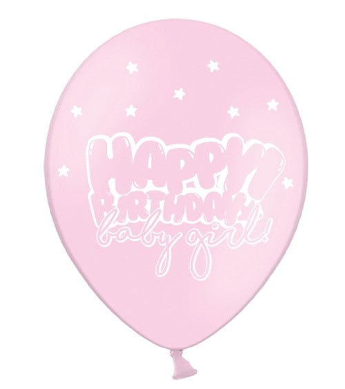 Luftballons "Happy Birthday baby girl!" - rosa - 50 Stück