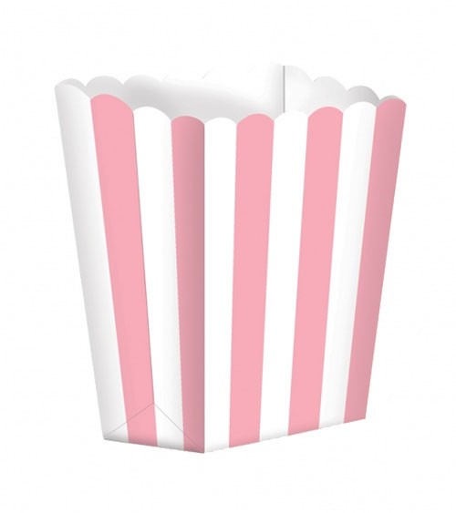 Popcornboxen mit Streifen - rosa - 5 Stück