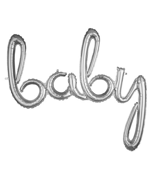 Script-Folienballon "Baby" - silber - 99 x 83 cm