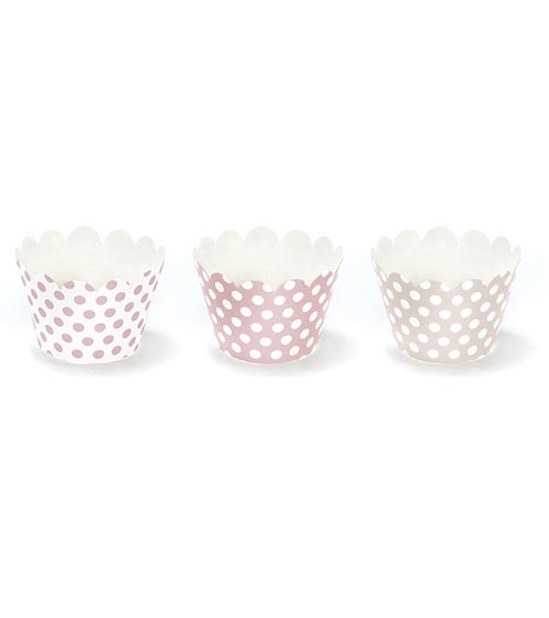 Cupcake-Wrapper mit Punkten - rosa-weiß - 6 Stück