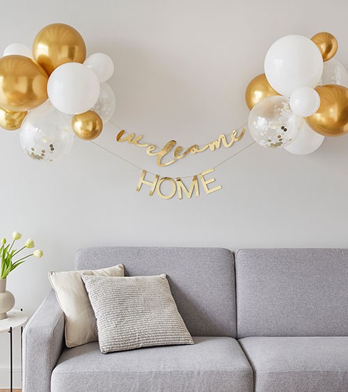 Schriftzug-Girlande mit Ballons "Welcome Home" - 28-teilig