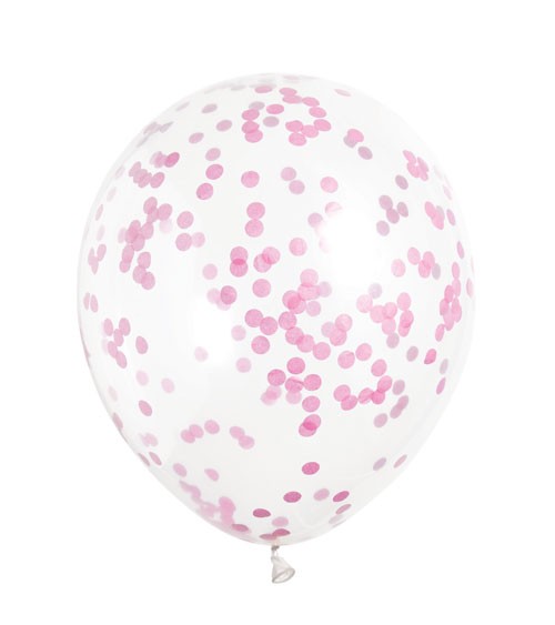 Konfetti-Ballons - pink - 30 cm - 6 Stück