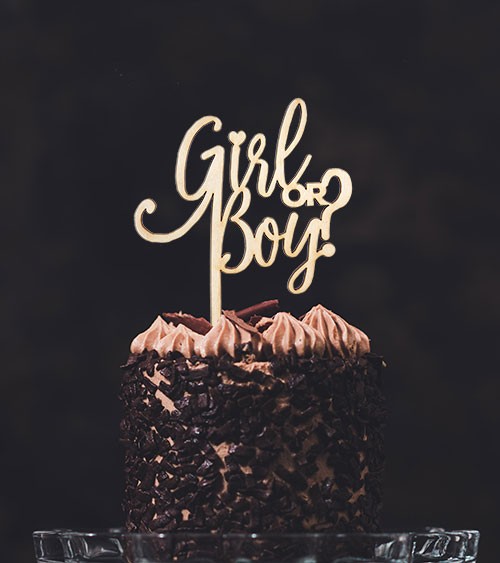 Cake-Topper "Girl or Boy - Script" aus Holz