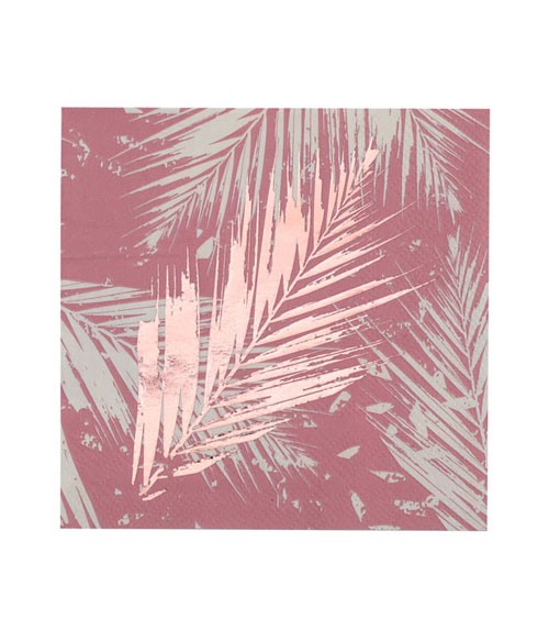 Cocktail-Servietten "Tropical Leaves" - rosegold & rosa - 20 Stück