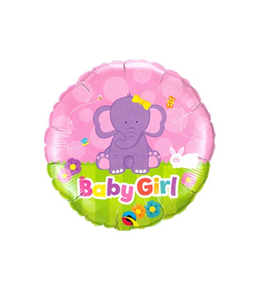Runder Folienballon mit Elefant "Baby Girl"