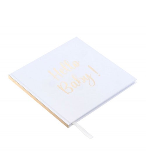 Gästebuch "Hello Baby" - weiß & gold - 20,5 cm