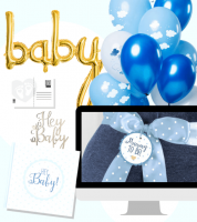 Virtuelle Babyparty Set "Mummy to Be - hellblau" - 17-teilig