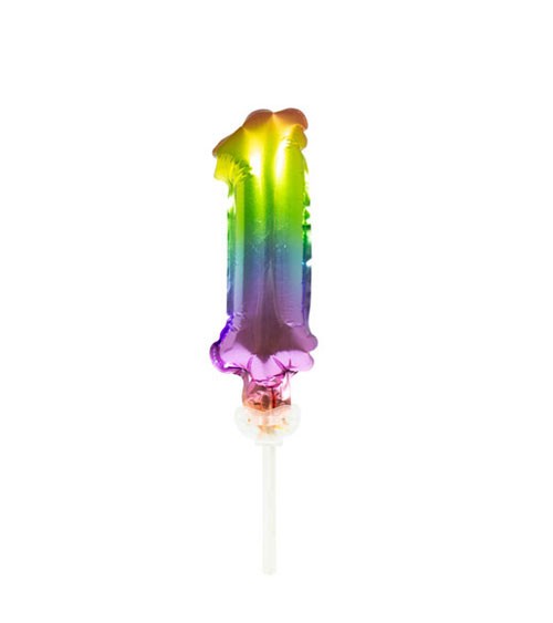Mini-Zahl-Folienballon "1" - rainbow - 13 cm