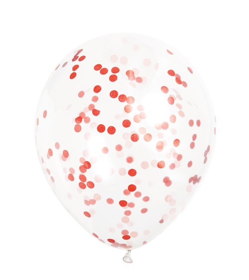 Konfetti-Ballons - rot - 30 cm - 6 Stück