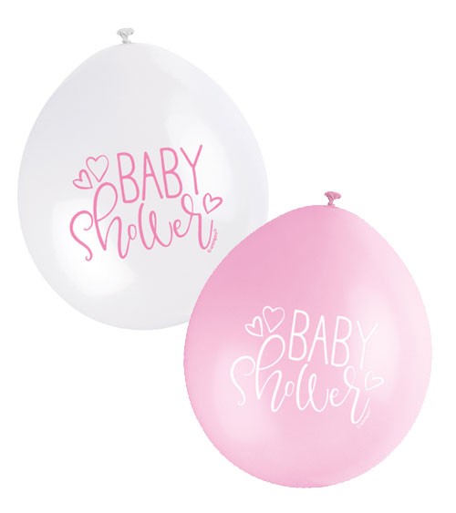 Luftballon-Set "Baby Shower" - rosa/weiß - 23 cm - 10 Stück