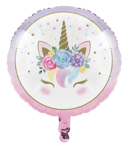 Runder Folienballon "Unicorn" - 45 cm