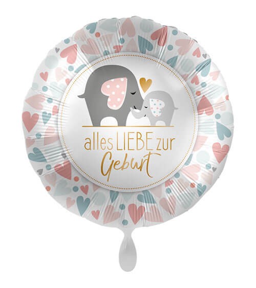 Folienballon mit Elefanten "Alles Liebe zur Geburt"