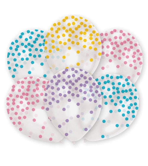 Transparente Ballons "Polka Dots" - pastell - 6 Stück