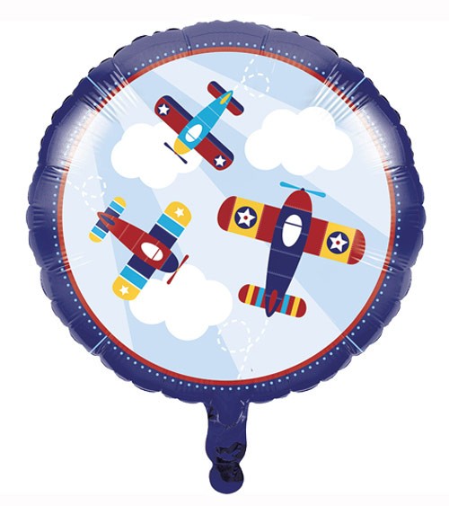 Runder Folienballon "Flugzeuge"