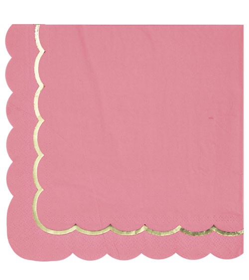 Servietten mit Wellenrand - pink, gold - 16 Stück