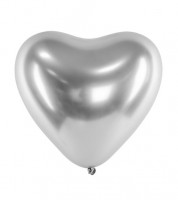 Glossy-Herz-Luftballons - silber - 50 Stück