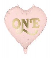 Herz-Folienballon "One" - rosa - 45 cm