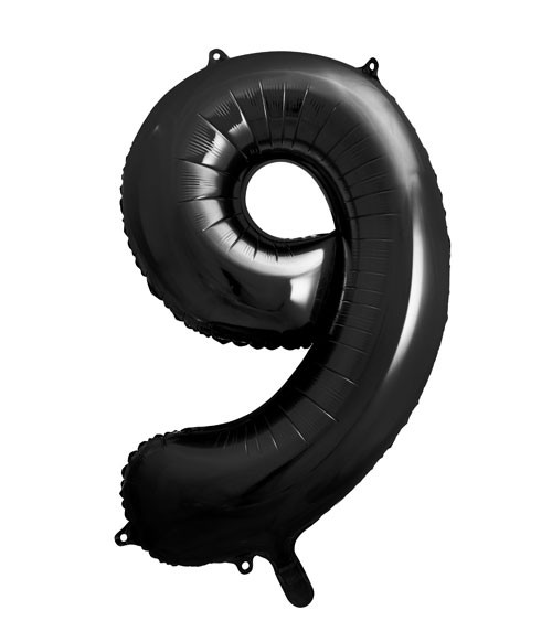 SuperShape Folienballon "9" - schwarz - 86 cm