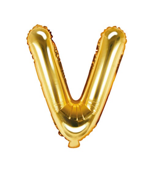 Folienballon Buchstabe "V" - gold - 35 cm