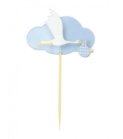 Picks "Storch und Wolken" - blau - 10 Stück