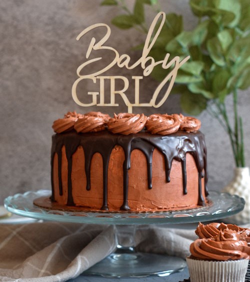Cake-Topper aus Holz "Baby Girl"