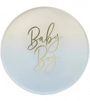 Pappteller "Baby Boy" - hellblau ombre - 8 Stück