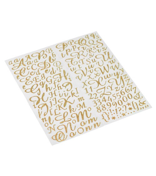Glitzer-Sticker "Alphabet & Zahlen" - gold - 167-teilig