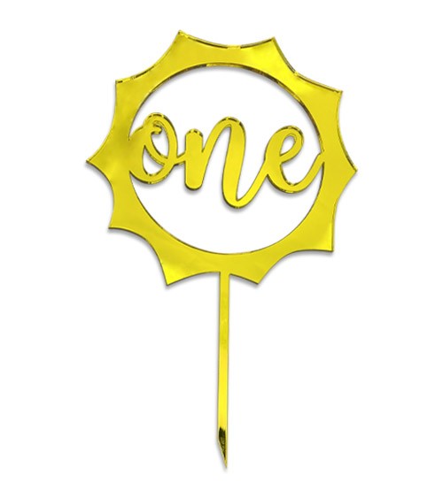 Cake-Topper "Sonne - one" aus Acrylspiegel - gelb