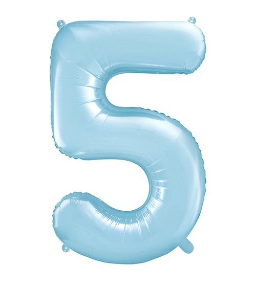 Supershape-Folienballon "5" - pastellblau - 86 cm