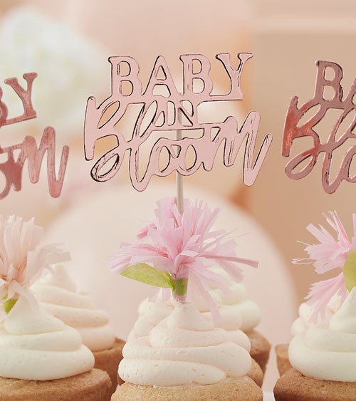 Cupcake-Topper "Baby in Bloom" - 12 Stück