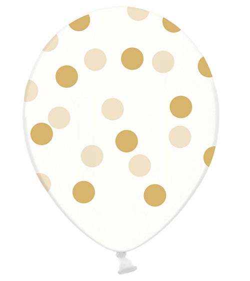 Luftballons "Big Dots" - gold/transparent - 6 Stück