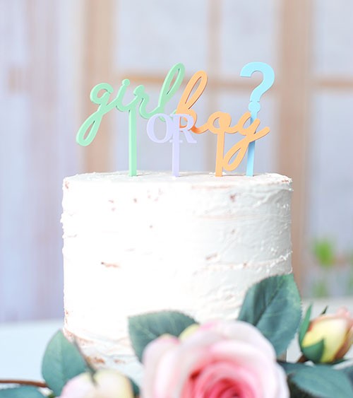 Cake-Picks aus Acryl "Girl or Boy?" - pastell - 4-teilig