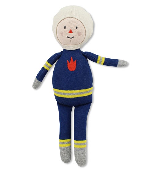 Puppe aus Bio-Strickstoff - Feuerwehrmann "Neo"