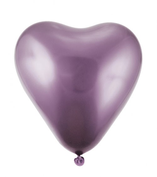 Herz-Luftballons - 30 cm - platin lila - 6 Stück