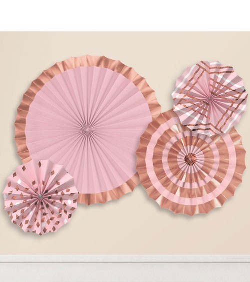 Papierfächer-Set - rosegold/rosa - 4-teilig