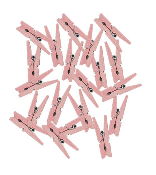 Mini-Wäscheklammern aus Holz - rosa - 20 Stück