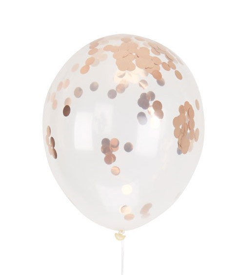 Transparente Ballons mit Konfetti - metallic rosegold - 8 Stück