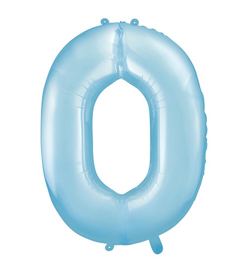 Supershape-Folienballon "0" - pastellblau - 86 cm