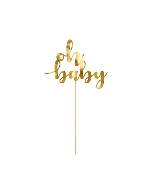 Cake Topper aus Papier "Oh Baby" - gold