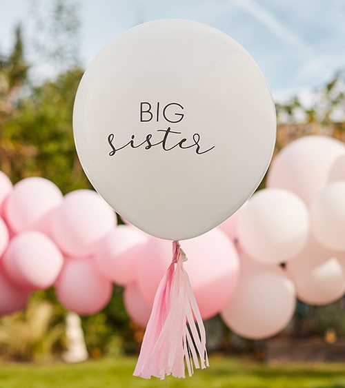 Riesenballon "Big Sister" mit rosa Tassel - 45 cm