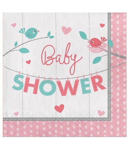 Servietten "Hello Baby - rosa" - Baby Shower - 16 Stück