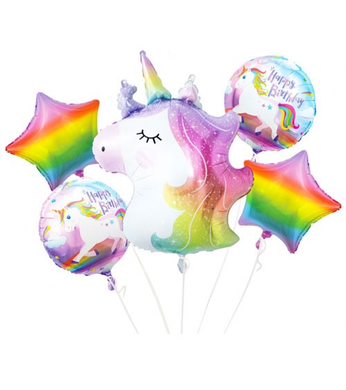Folienballon-Set "Unicorn" - 5-teilig