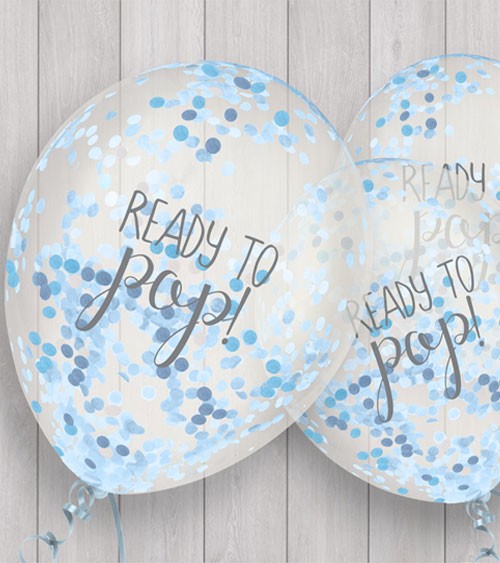Konfetti-Ballons "Ready to pop" - blau - 5 Stück