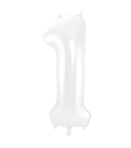 Zahl-Folienballon "1" - matt weiß - 86 cm