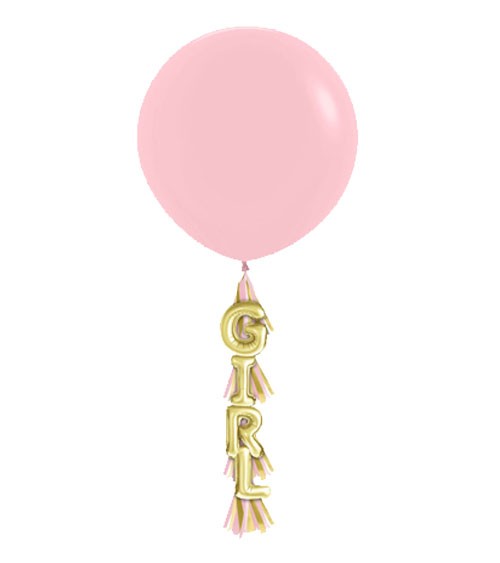 Riesenballon mit Tasseln "Girl" - rosa & gold - 3-teilig