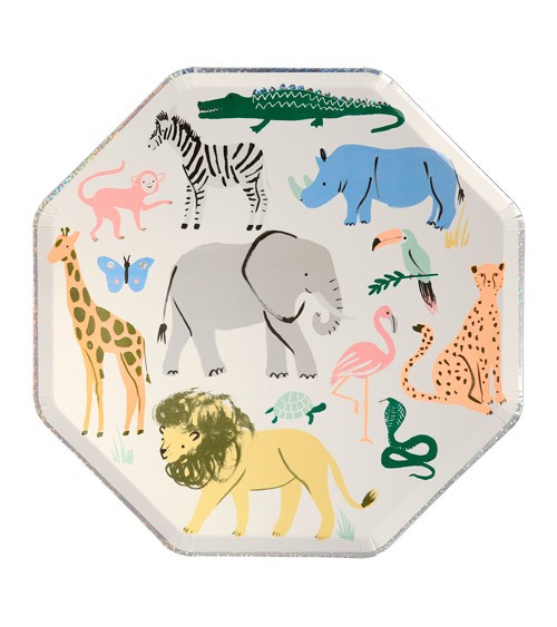 Pappteller "Safari Animals" - 8 Stück