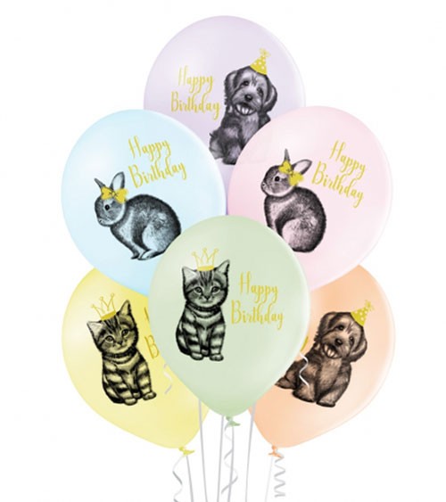 Luftballon-Set "Haustiere" - Happy Birthday - 6-teilig