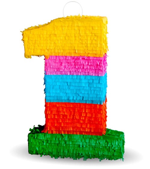 Pinata Zahl "1" - bunt - 35 x 50 cm