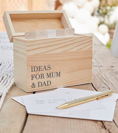 Holzbox mit Karten "Ideas for Mum & Dad" - 14,5 x 12 cm