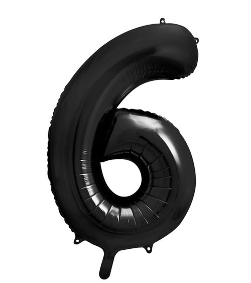 SuperShape Folienballon "6" - schwarz - 86 cm